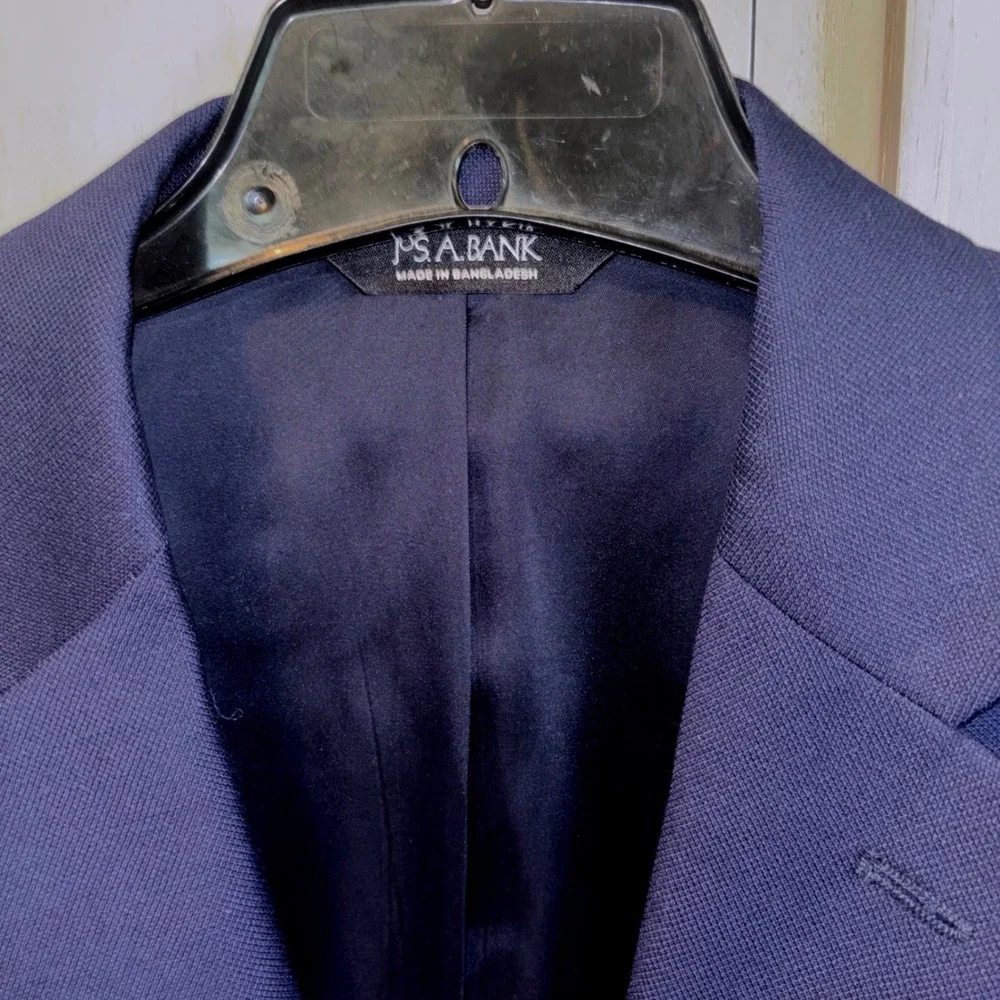 Jos. A. Bank Traveler Blazer 44 Long Navy Blue 100% Wool Tailored Fit Sport Coat